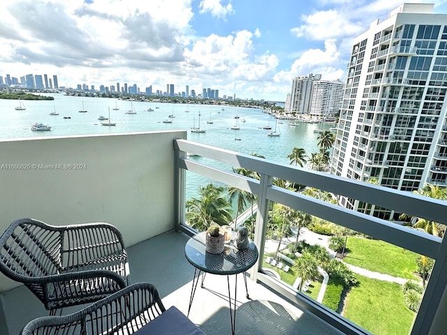 balcony with a water view