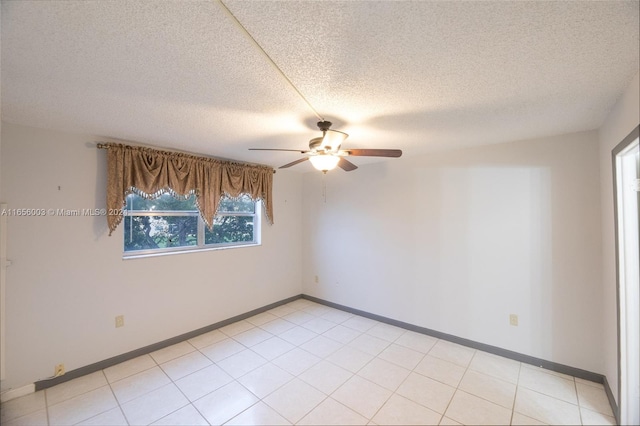 spare room featuring ceiling fan and a textured ceiling