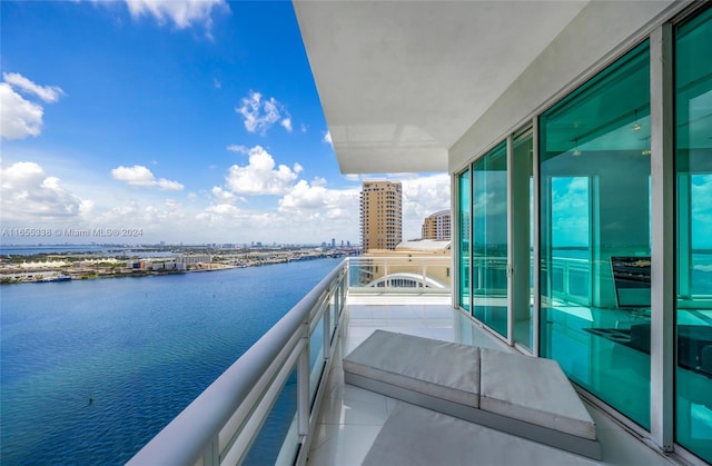 balcony with a water view