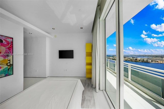 bedroom with light hardwood / wood-style floors