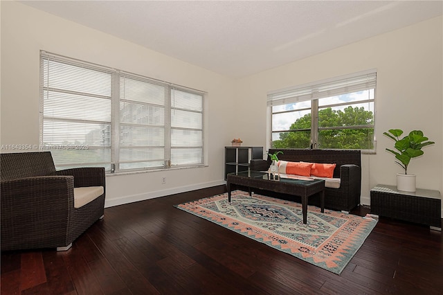 home office featuring wood-type flooring and baseboards