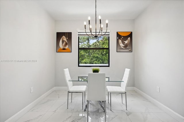 dining room featuring an inviting chandelier