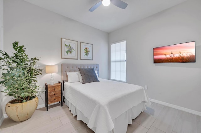 bedroom featuring ceiling fan