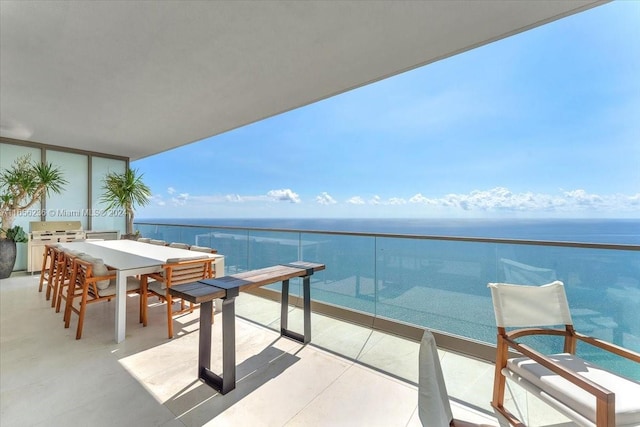 balcony with a water view