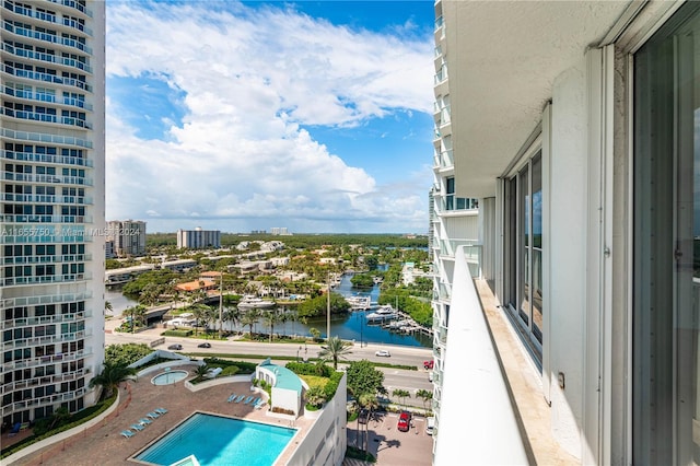 balcony with a water view