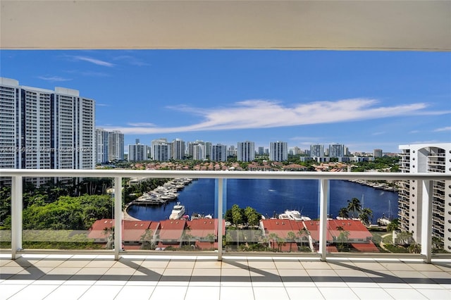 balcony featuring a water view