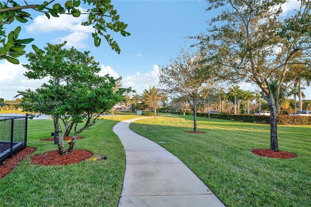 view of community featuring a lawn