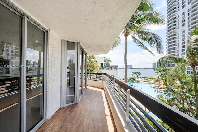 balcony with a water view