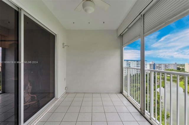 balcony with ceiling fan