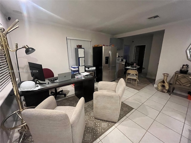 office with light tile patterned flooring