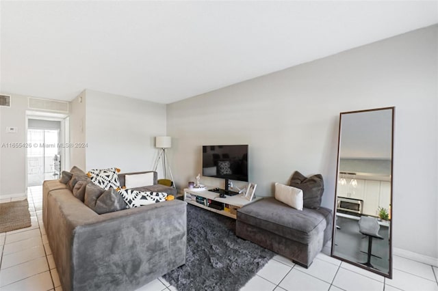 view of tiled living room