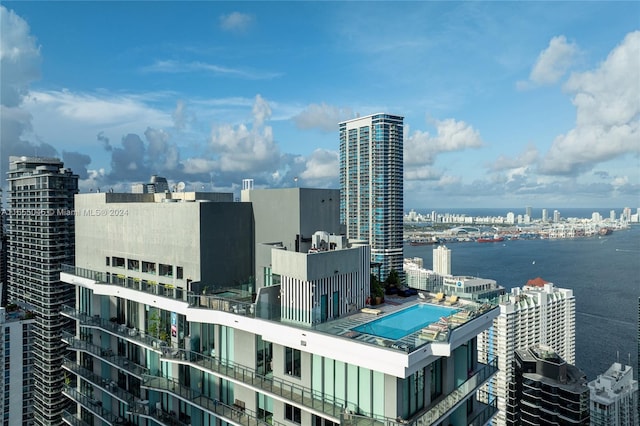 view of city with a water view