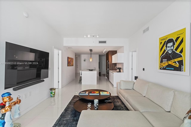 view of tiled living room