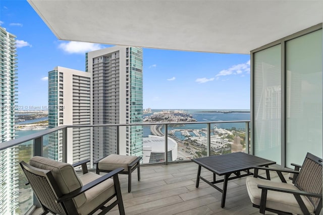 balcony with a water view