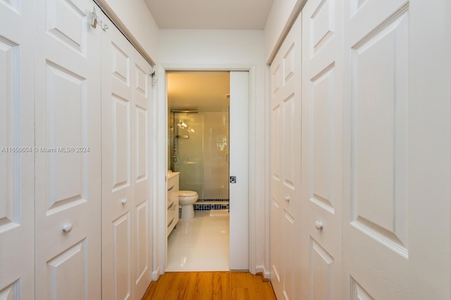 hallway featuring light hardwood / wood-style floors