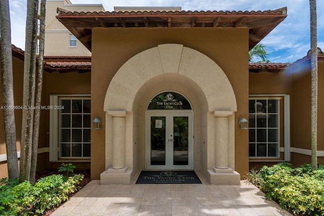 view of exterior entry with french doors