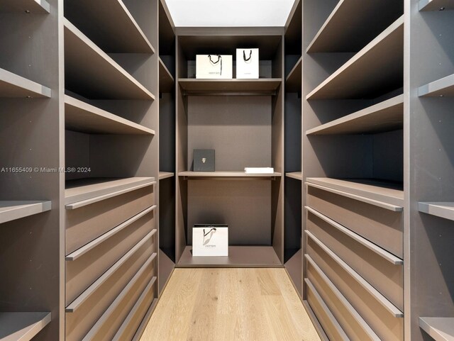 spacious closet featuring light wood-type flooring