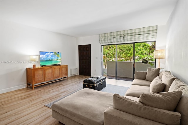 living room with light wood-type flooring