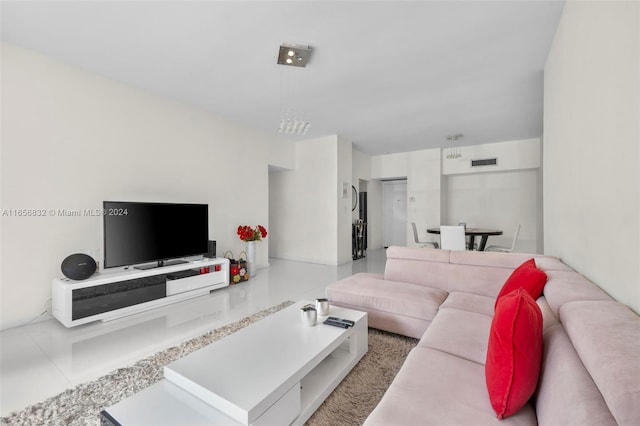 view of tiled living room