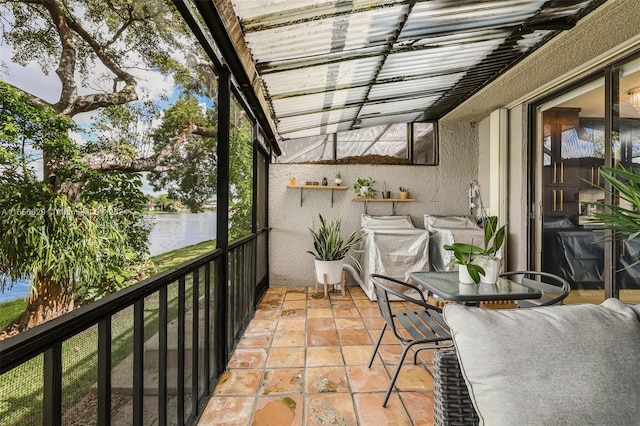 balcony with a water view