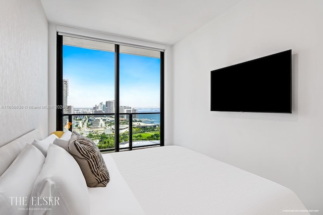 bedroom with expansive windows