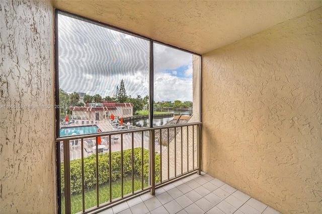 balcony with a water view