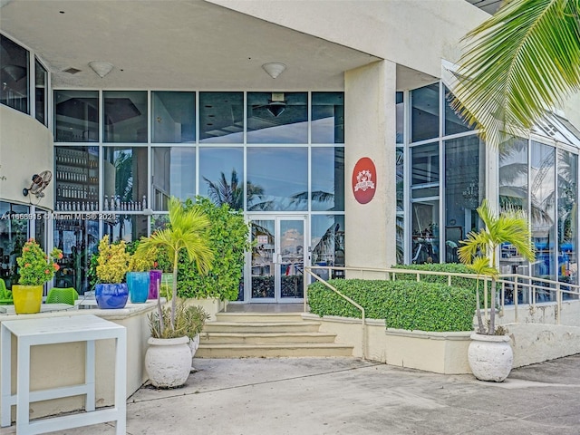 doorway to property featuring a patio