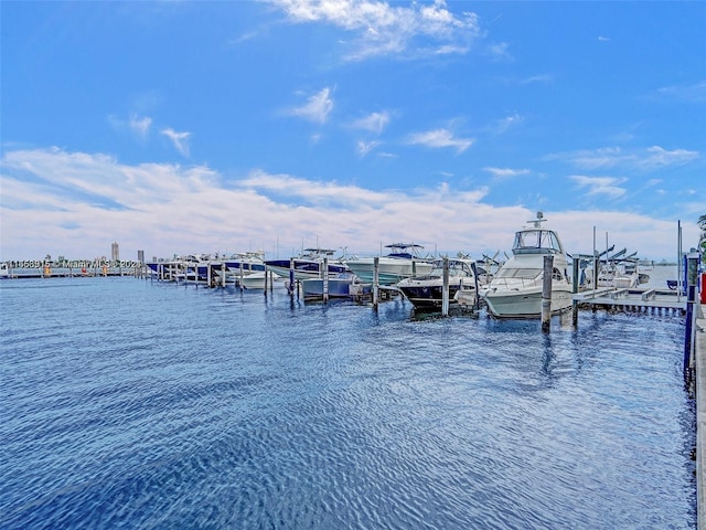 view of dock featuring a water view