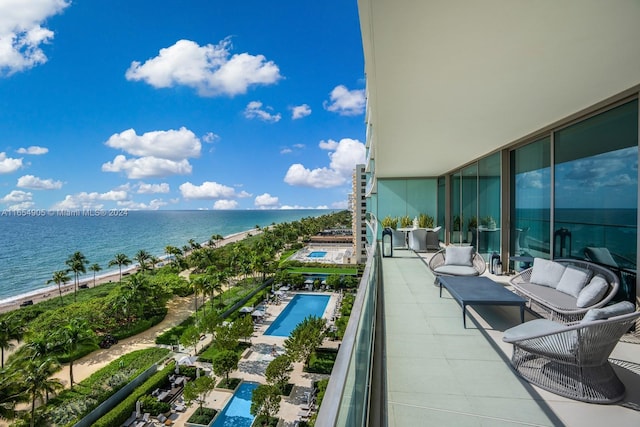 10203 Collins Ave Unit 801, Bal Harbour, FL 33154 - balcony with a water view and view of pool