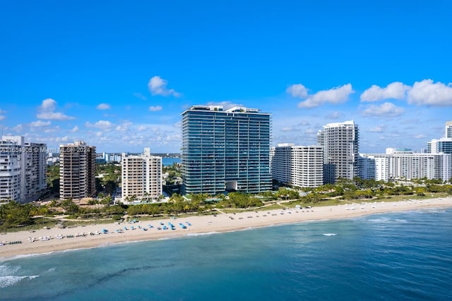 10203 Collins Ave Unit 801, Bal Harbour, FL 33154 - bird's eye view of waterfront with a beach and skyline