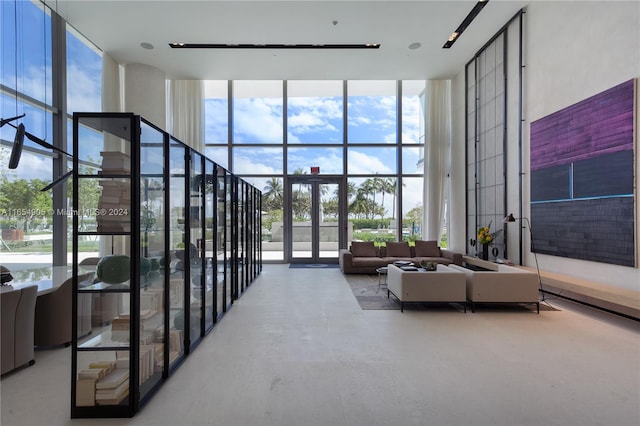 10203 Collins Ave Unit 801, Bal Harbour, FL 33154 - lobby featuring floor to ceiling windows and a high ceiling