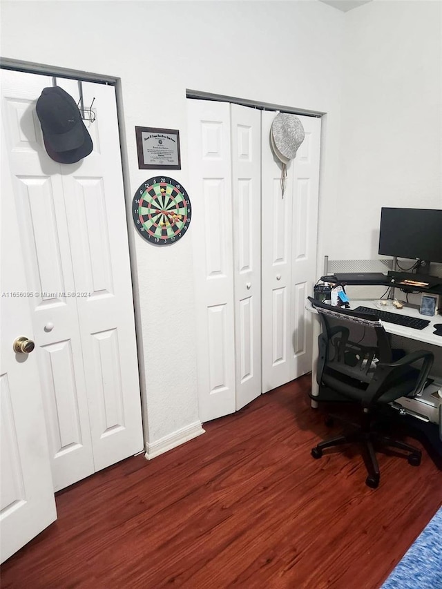 office area featuring dark hardwood / wood-style floors