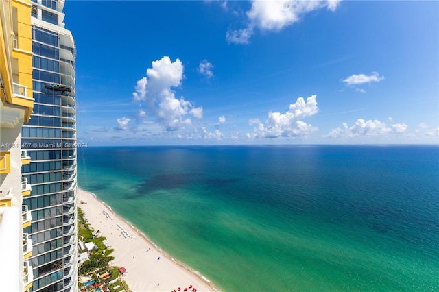 view of water feature featuring a beach view