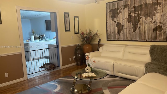 living room with hardwood / wood-style floors