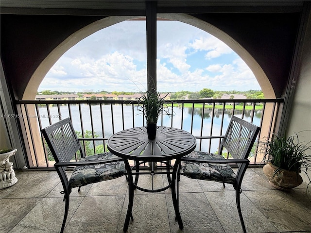 balcony with a water view