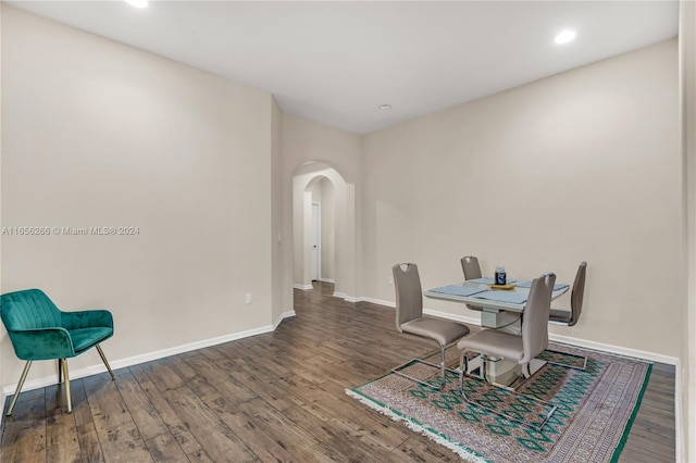 interior space with dark wood-type flooring