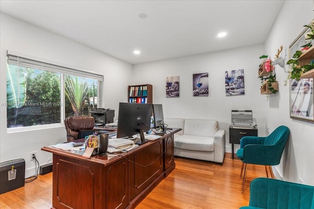 home office featuring light wood-type flooring