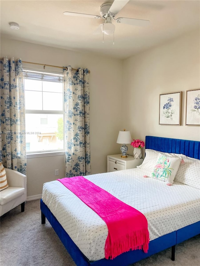 bedroom with carpet and ceiling fan