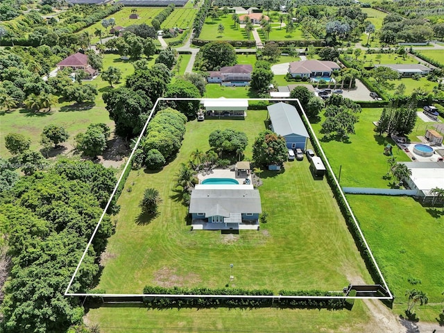 aerial view with a rural view