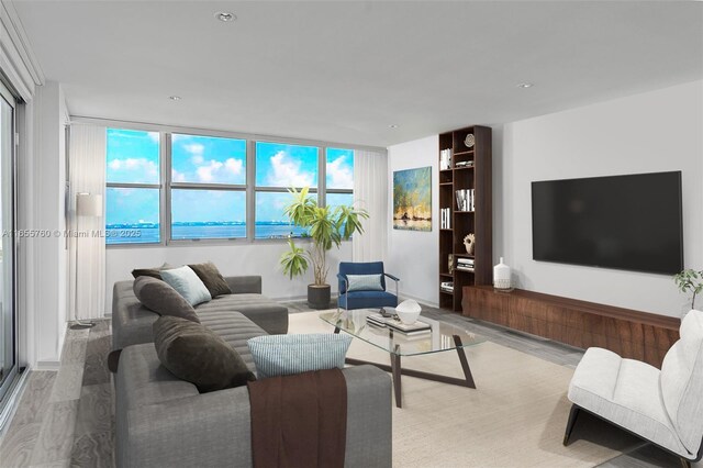 living room with hardwood / wood-style floors