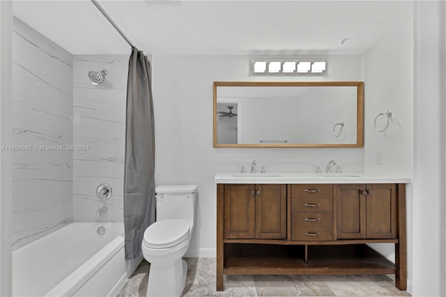 full bathroom featuring vanity, toilet, and shower / tub combo