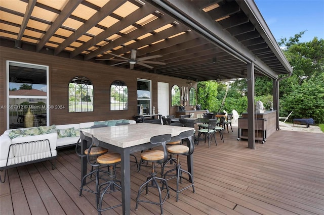 deck featuring ceiling fan