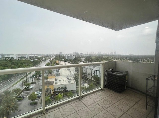 balcony featuring central air condition unit