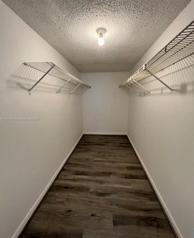 walk in closet featuring dark wood-type flooring