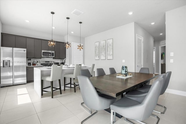 view of tiled dining space