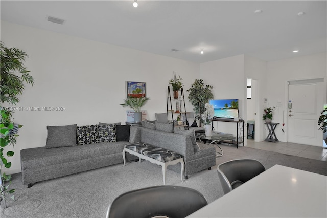 view of tiled living room