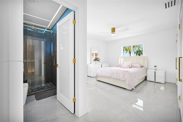 bedroom featuring ceiling fan