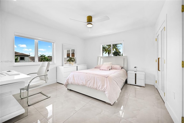 bedroom featuring ceiling fan