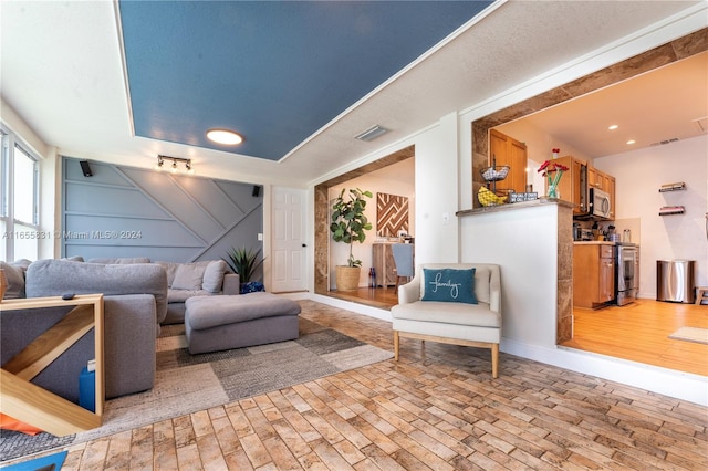 living room featuring wood-type flooring