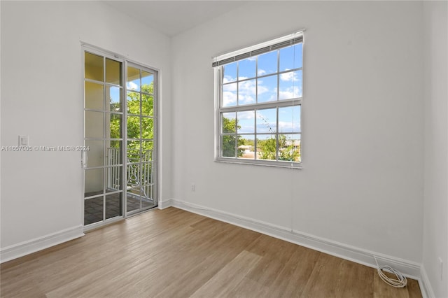 empty room featuring plenty of natural light and light hardwood / wood-style floors